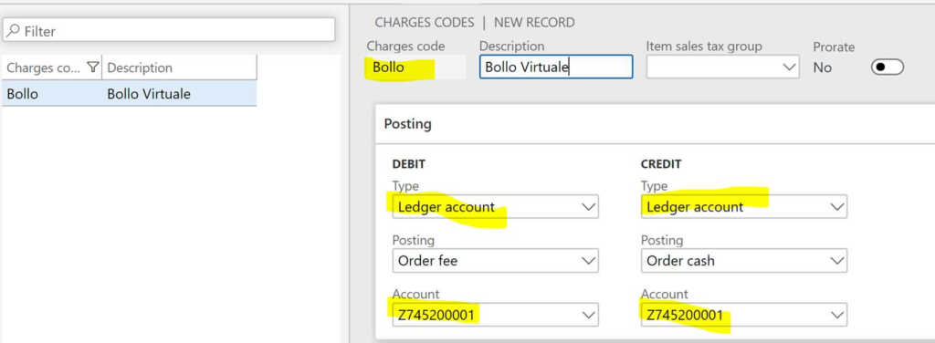 Sales charge setup