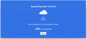 Number of lines exported to Excel